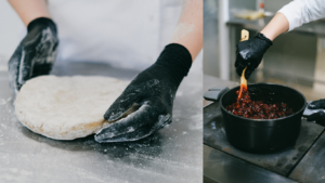 Black gloves for cooking